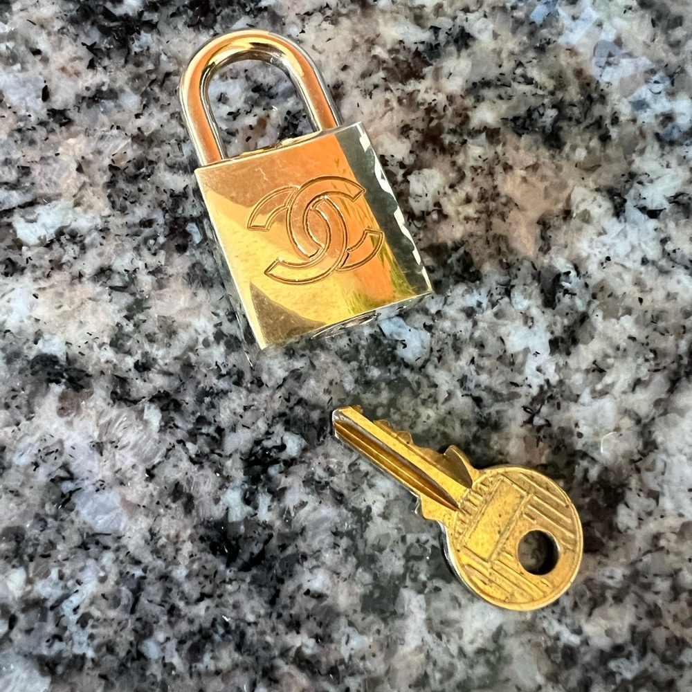 Authentic Chanel Cadena Padlock and Key Set with Clochette